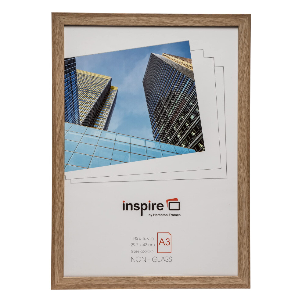 Hampton Frames Sorbonne A3 (30X42cm) Oak Effect Picture Poster Photo Frame Acrylic (Non-Glass) Sora3ng - 1Pk