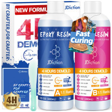 JDiction Fast Curing Epoxy Resin, 4 Hours Demold Upgrade Formula, 20oz / 600ml Fast Curing and Bubble Free Epoxy Resin, Crystal Clear Epoxy Resin Kit
