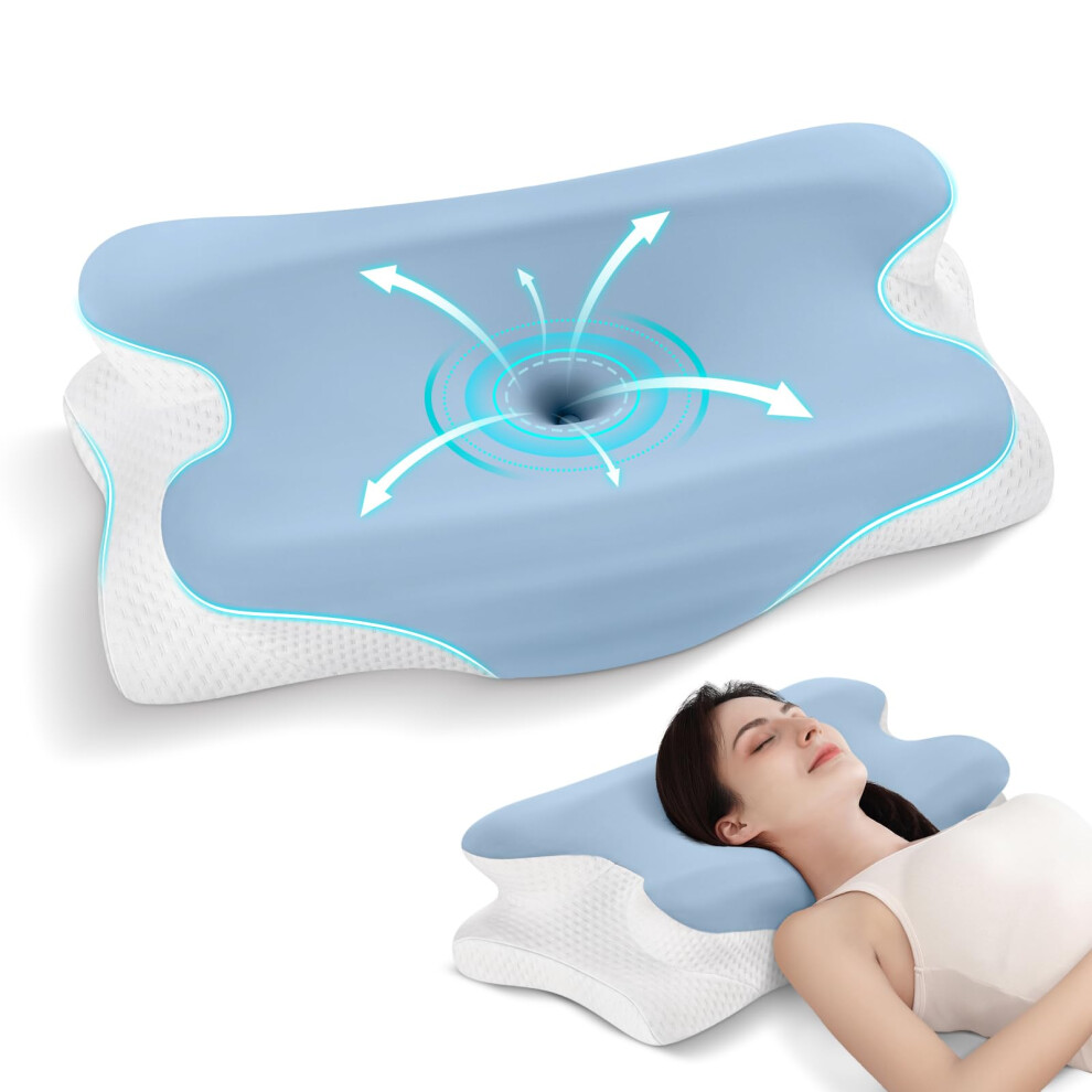 Jinxia Cervical Memory Foam Pillow, Ergonomic Pillow For Neck And Shoulder Pain Relief, Orthopedic Neck Support Pillow For Side/Supine/Prone Sleepers