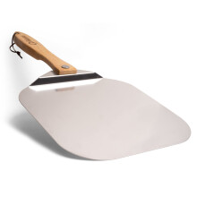 Chef Pomodoro Pizza Peel 30 x 36 cm, Pizza Paddle with Safety Backstep and Foldable Wood Handle for Easy Storage, Gourmet Luxury Pizza Turning Peel
