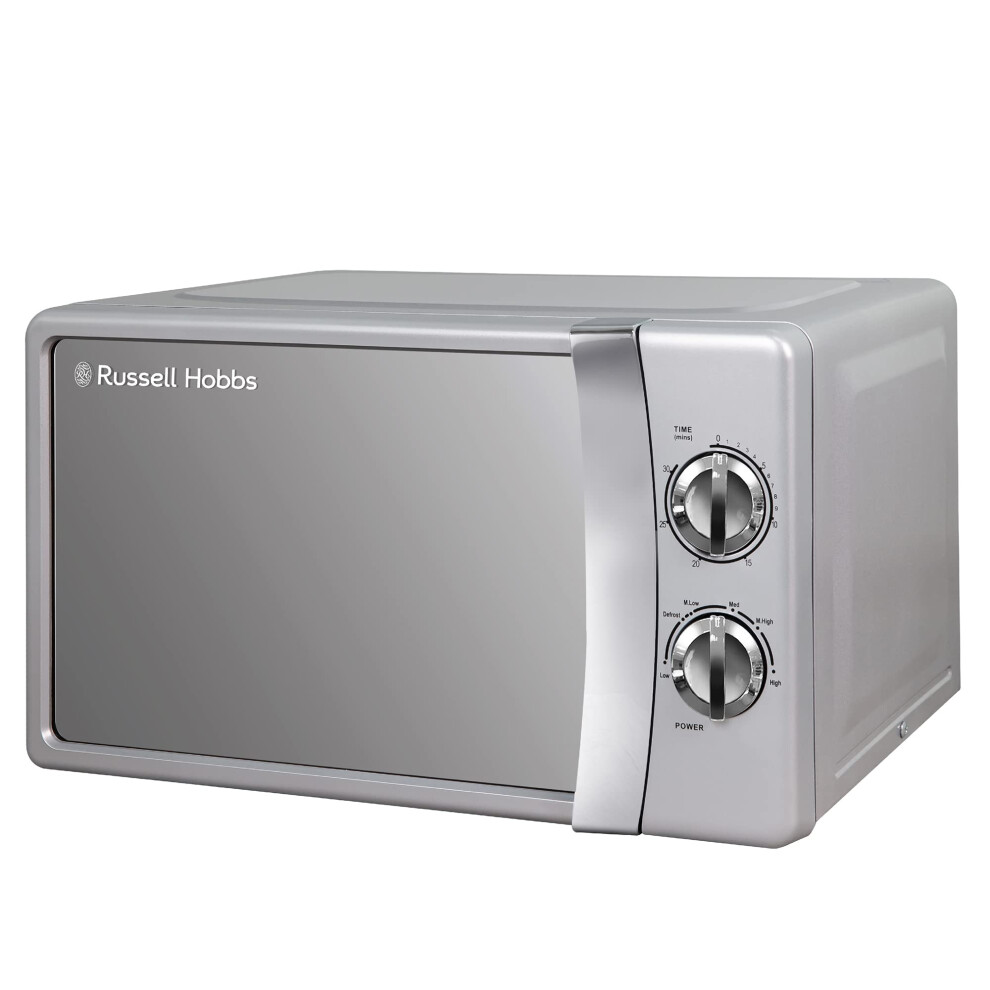Photos - Microwave Russell Hobbs RHMM701S 17 Litre 700 W Silver Solo Manual  with 5 Power Levels, Ringer & Timer, Defrost Setting, Eas 