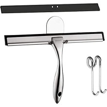 Ibergrif M34101 Shower Squeegees, Silicone Window Squeegee, Shower Cleaner for Window, Glass, Shower Door, Car Windshield, Include Shower Hooks,