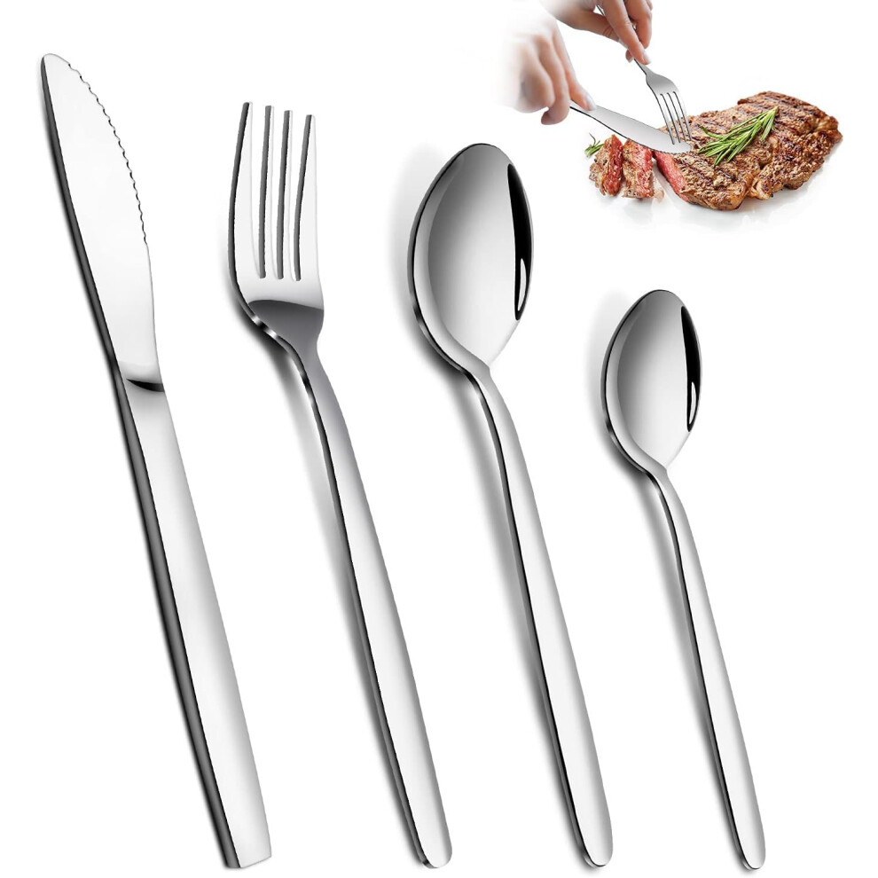 Bestdin Cutlery Set, 32 Piece Cutlery Set For 8 People, Stainless Steel Knife And Fork Sets, Silverware Set Ideal For Home/Party/Restaurant,