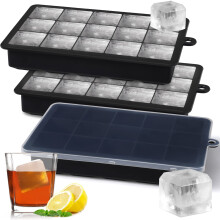 Sinnsally Silicone Ice Cube Trays,15 Square Ice Cube Tray with Lid,3 Pack Ice Cube Moulds Set,Ice Molds Silicone,Ice Cube Maker,Large Ice Trays for