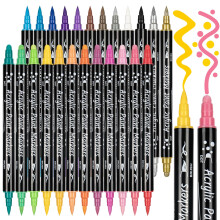 AOSUCO Acrylic Paint Pens: 24 Colours Dual Tip Acrylic Pens for Rock Painting, Wood, Pebbles, Glass, Ceramic, Stones, Fabric, Canvas, Craft,