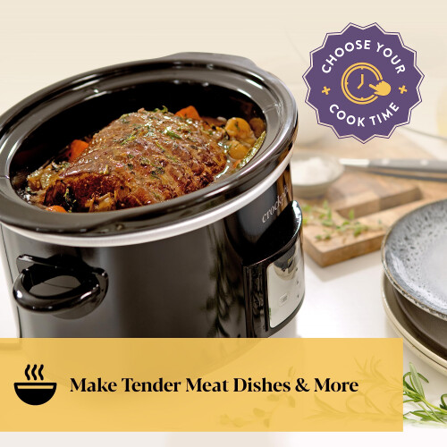 Crock-Pot Crockpot Digital Slow Cooker | 3.5 L (3-4 People) | Programmable Countdown Timer | UK 3 Pin Plug | Black [CSC113] 1