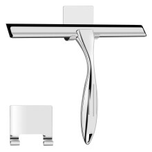 Shower Squeegee, 10 Inch Stainless Steel Window Squeegee Cleaner for Shower Glass Door with Hook, Shower Screen Wiper for Bathroom, Window,Mirror and