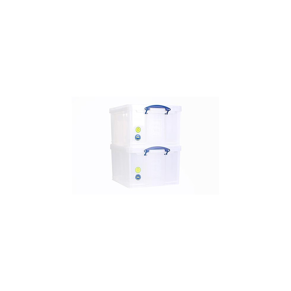 Really Useful Box Plastic Storage 42 Litre Clear (Pack Of 2)