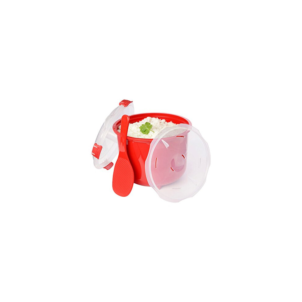 Sistema Microwave Rice Cooker | 2.6 L | Dishwasher Safe Small Rice Cooker | BPA-Free | Red