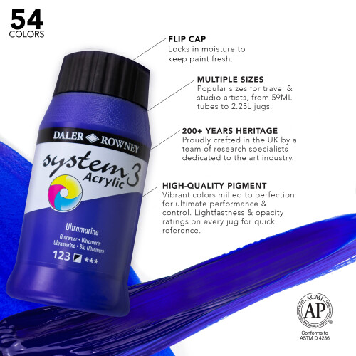 Daler-Rowney System3 Acrylic Paint, Plastic Pot, 16.91oz - 500 ml, Titanium White 2