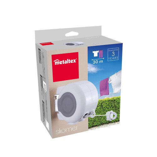 Metaltex 30 m Retractable Clothes Line, White, 30m 1