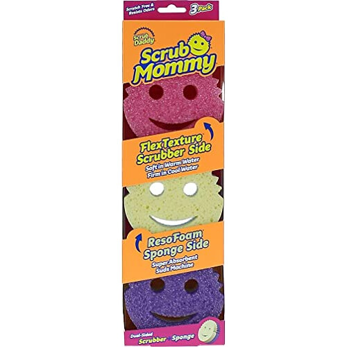 Scrub Mommy - Dual Sided Sponge with Soft Absorbent and Scratch-Free Scrubbing Sides - 3 Count