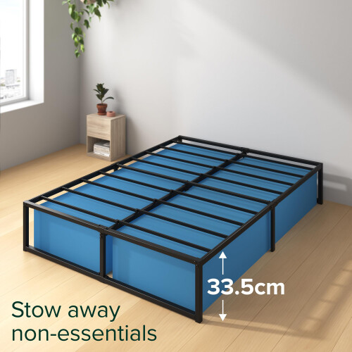 Zinus Lorelai Double Bed frame - Bed 135x190 cm - 36 cm Height with Underbed Storage - Metal Platform Bed frame - Black 2