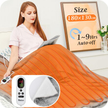 Mia&Coco Electric Heated Blanket Throw Flannel Sherpa Fast Heating 180x130cm, 10 Heat Levels & Up-to-9-Hours Auto-Off Timer & LED Display, for Home