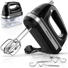 BAIGELONG Hand Electric Mixer, 300W Ultra Power Food Kitchen Mixer with 5 Self-Control Speeds + Turbo Boost, 5 Stainless Steel Attachments Handheld