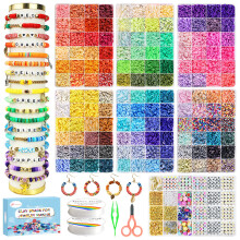 Fournine 23000 Pcs Clay Beads Friendship Bracelet Making Kit, 144 Colours 7 Boxes Flat Polymer Heishi Beads Set for Jewellery Making Kit, DIY Craft
