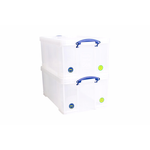 Really Useful Really Useful Box Plastic Storage 64 Litre Clear (Pack of 2)