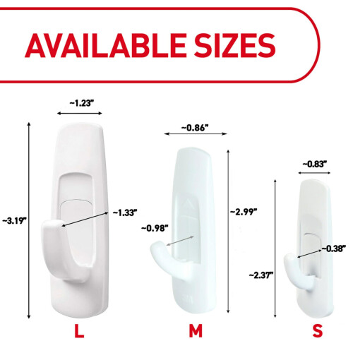 3M Command Large Utility Hooks, Damage Free Hanging Wall Hooks with Adhesive Strips, No Tools Wall Hooks for Hanging Christmas Decorations, 7 White Hooks 1