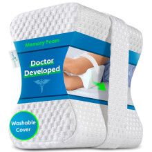 Sports Medica Knee Pillow - Washable Cover Memory Foam Leg Pillow for Sleeping on Side - Doctor Developed eHandbook - Sleeping on Back - Hip Support