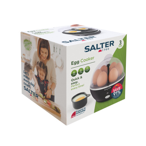 Salter Salter Electric Multi Egg Cooker - 6 Egg Capacity Boiler, Great For Soft Dippy, Hard & Poached Eggs, Includes Measuring Cup, Removable Egg Rack and 2 1