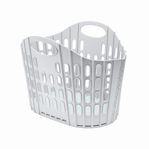 Addis Addis Fold Flat Easy Store Laundry Basket Hamper, Grey & Mint, 38 Litre 518163