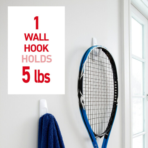 3M Command Large Utility Hooks, Damage Free Hanging Wall Hooks with Adhesive Strips, No Tools Wall Hooks for Hanging Christmas Decorations, 7 White Hooks 2