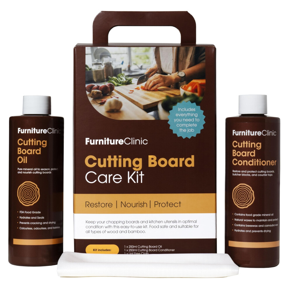 Chopping Board Maintenance Kit - Use To Clean, Maintain, Protect And Restore Chopping Boards - Contains: 250Ml Cutting Board Oil And 250Ml Cutting 8000000333414