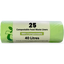 Haya Home 30L 40L liters Eco Green 25 Compostable Biodegradable Food Waste Bin Bags Thick Strong & Leak Proof Kerbside Caddy liners 100% Corn Starch