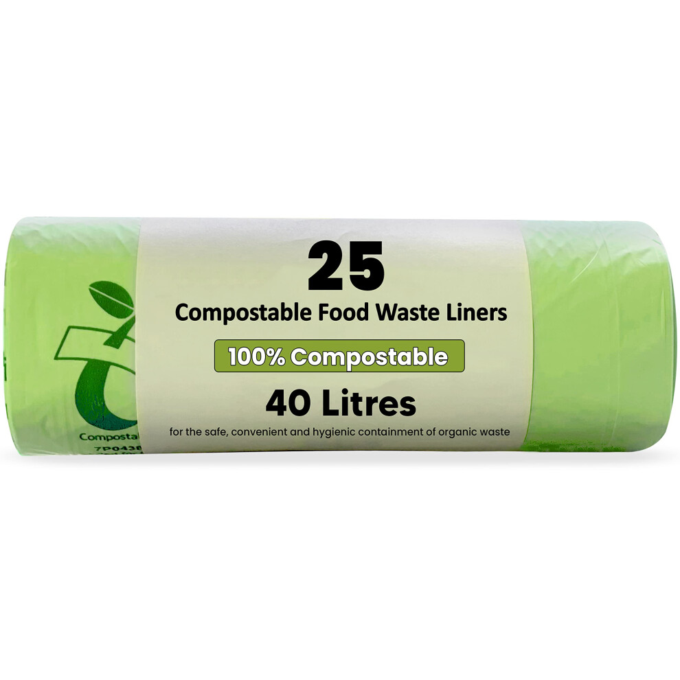 H Haya Home Green Haya Home 30L 40L Liters Eco 25 Compostable Biodegradable Food Waste Bin Bags Thick Strong & Leak Proof Kerbside Caddy Liners 100% Corn Starch