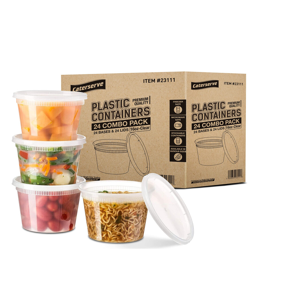 Caterserve Food Storage Container Set ? 24 Food Containers With Lids Combo ? Microwave And Freezer Safe Storage Tubs For Food ? Non-Bpa Meal Prep