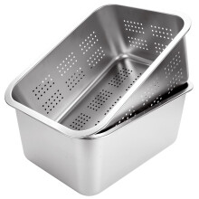 ASelected 2 PCS Washing Up Bowl & Strainer Bowl, 304 Stainless Steel Large Rectangular 10 Litre Colander Mixing Bowl Set, Washing Basin, Dishtub, for