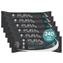 Pura Vie Wet Wipes for Adults 240 Pack - (6 x 40 Pack) - Extra Large Adult Incontinence Wipes