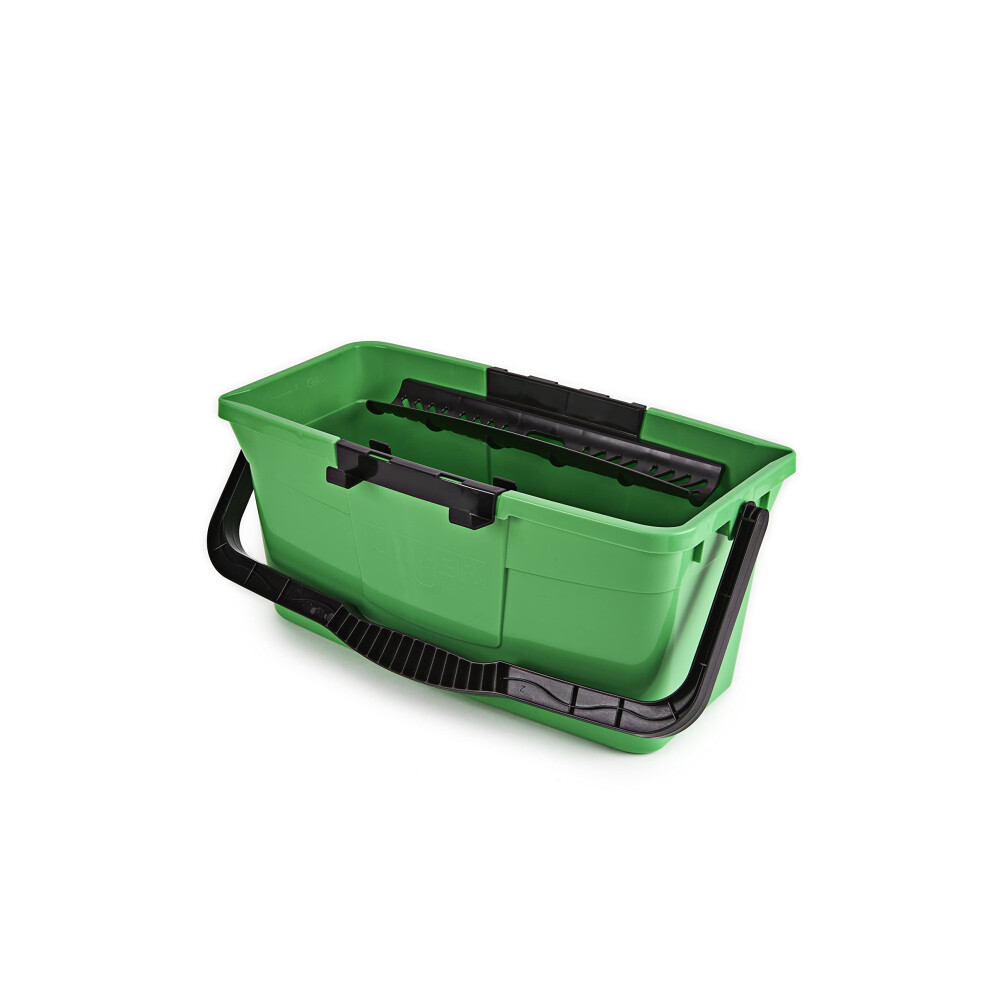 Unger Window Cleaning Bucket 12L With Sieve, Tool Holder, Measuring Scale & Spout - Window Cleaning Equipment, Green