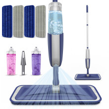 Microfibre Spray Mops for Floor Cleaning - MEXERRIS Floor Mop with Spray 4x Reusable Washable Pads Dust Wet Dry Mops with 2x Bottles, Flat Mop for