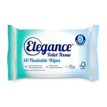 Elegance Toilet Tissue Flushable Wet Wipes, Certified Fine to Flush (16 Packs x 40 Wipes totaling 640 Wipes)