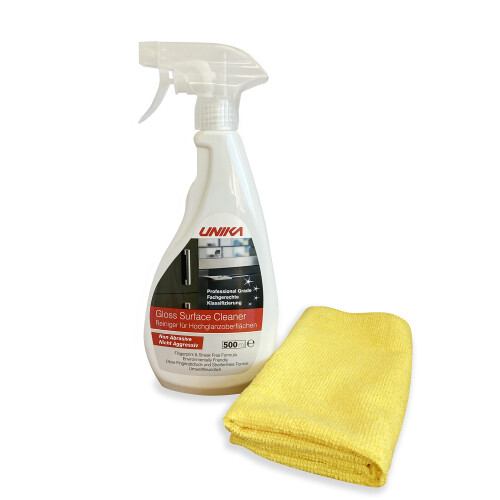Unika Non-Aerosol Gloss Surface Cleaner & Microfibre Cloth 500ml