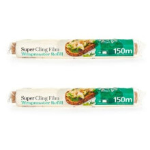 LAKELAND 2 Pack Super Cling Film Wrapmaster Dispenser Refill Rolls 30cm x 150m Each