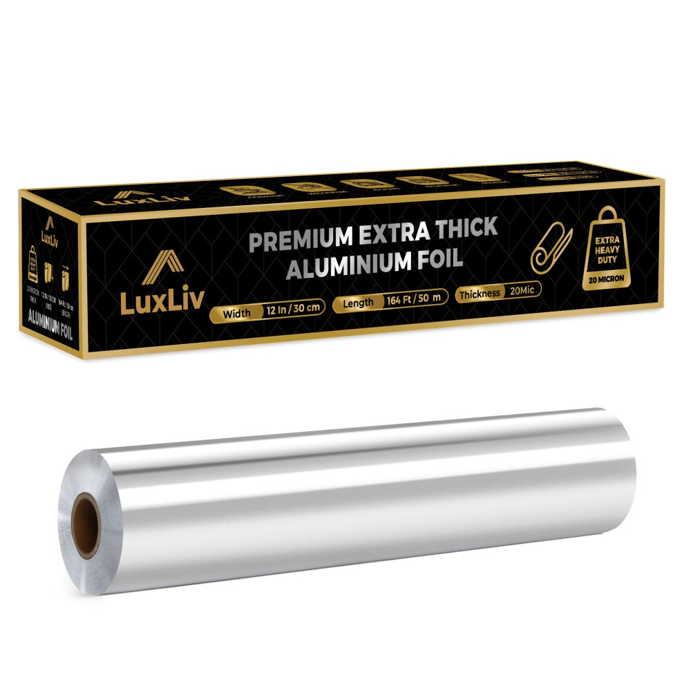 Luxliv ? 50M Premium Heavy Duty 20 Micron Thick Kitchen Foil Catering Aluminium Tin Foil Roll - 30Cm Wide