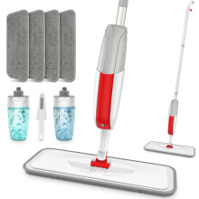 MANGOTIME Spray Mop for Cleaning Floors, Microfibre Wet Dry Flat Floor Mop with 2 Refillable Bottles & 4 Washable Pads for Laminate Wood Vinyl Tile
