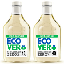Ecover Zero Non-Bio Laundry Detergent for Sensitive Skin, Baby Laundry Washing Liquid, 2x Pack of 40 Washes, 2 x 1.43L