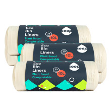 SEEP Compostable 10 Litre Bin Bags x 125 Bags - 10L Eco Friendly Bin Liners - Food Waste Caddy Liners - Biodegradable Waste Paper Bin Liners Clear | 5