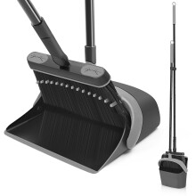 JEHONN Long Handled Dustpan and Brush Set, 138 cm Tall Swivel Broom, Upright Foldable Dust Pan with Comb Teeth for Home Kitchen Lobby Indoor Floor