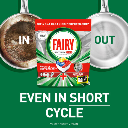 Fairy Fairy Platinum Plus Dishwasher Tablets ? 59 Pack, Lemon, Anti-Dull Technology & Rinse Aid 2