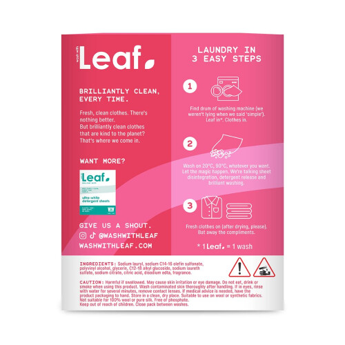 Leaf Leaf Non-Bio Scented Laundry Detergent Sheets | Ultra Concentrated Detergent Strips | Plastic Free, Zero Waste, No Mess | Easier Alternative to 1