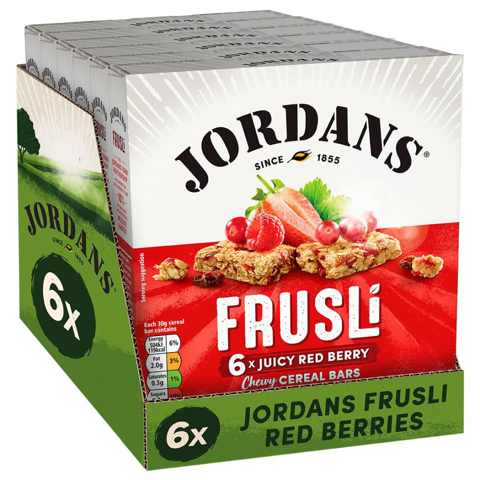 Jordans Frusli Berries | Cereal Bars | Vegetarian | 6 Packs Of 6X30g Red