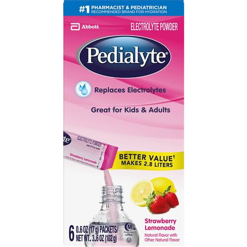 Pedialyte Large Powder Packs, Strawberry Lemonade, 6 Count 1