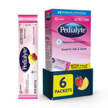 Pedialyte Large Powder Packs, Strawberry Lemonade, 6 Count