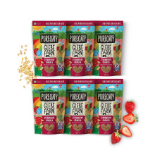 Glebe Farm Gluten Free PureOaty Strawberry Oat Granola 6PK, Healthy Wholegrain Oats To Help Lower Cholesterol, 100% British Oats, Vegan & High In
