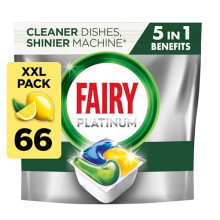 Fairy Platinum Plus All-In-1 DishwasherTablets, Bulk Pack - 66 Pods, Lemon, Greasy Filter & Rinse Aid Action