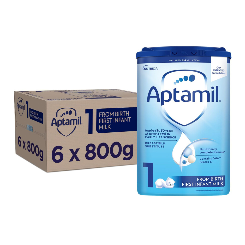 New Aptamil First Baby Milk Powder, From Birth, 800G (Pack Of 6) 149727 Size 1